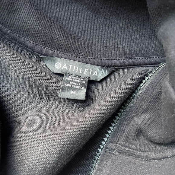 Athleta Black Zip-Up Retroterry Dress with Pockets Size M - Picture 5 of 7